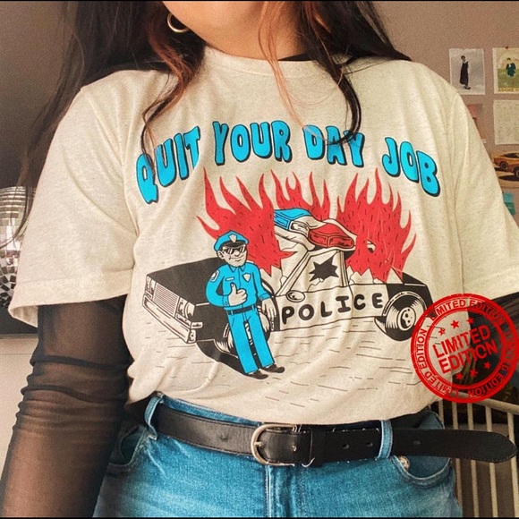 Urban Outfitters Tops - QUIT UR DAY JOB ACAB SHIRT